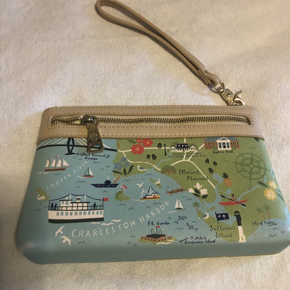 Spartina 449 Purse Wristlet Clutch Faux Leather Vinyl Charleston South Catalina